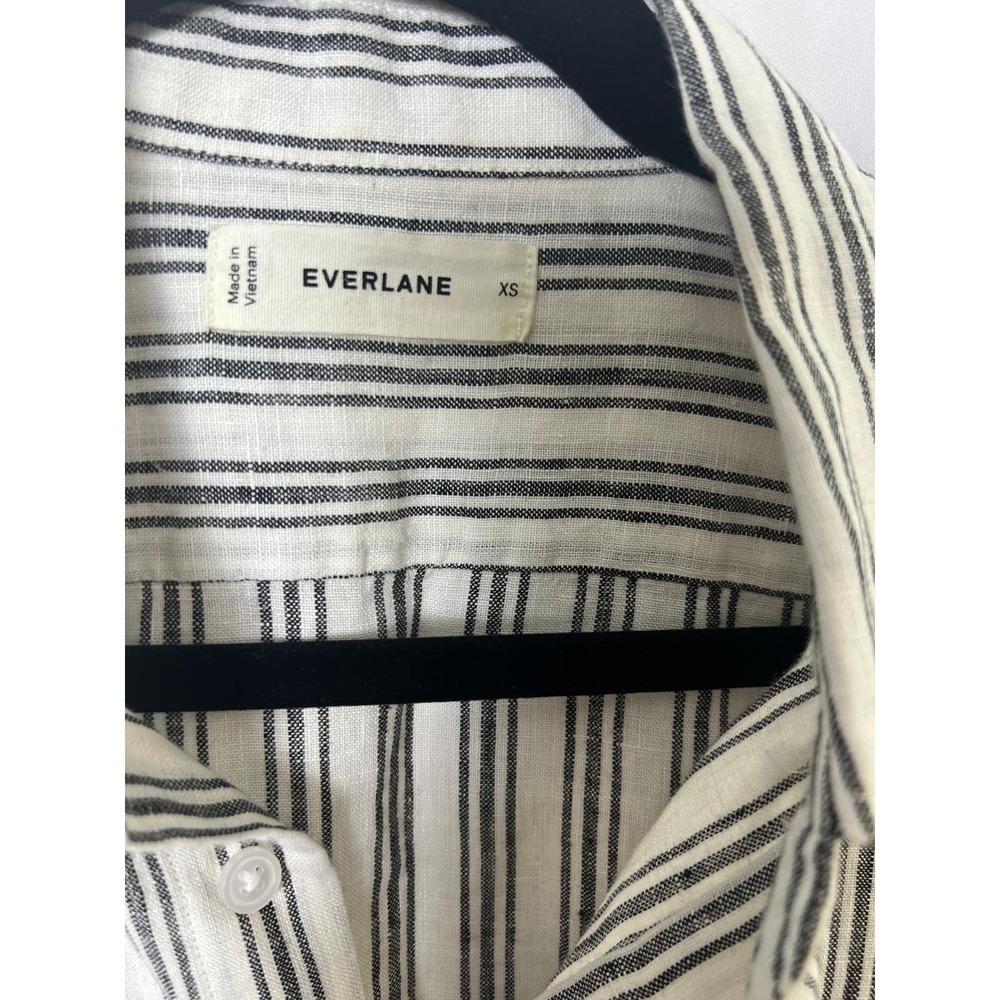 Everlane Linen Button Down Shirt Mens XS White Black Stripe Long Sleeve - Picture 5 of 13